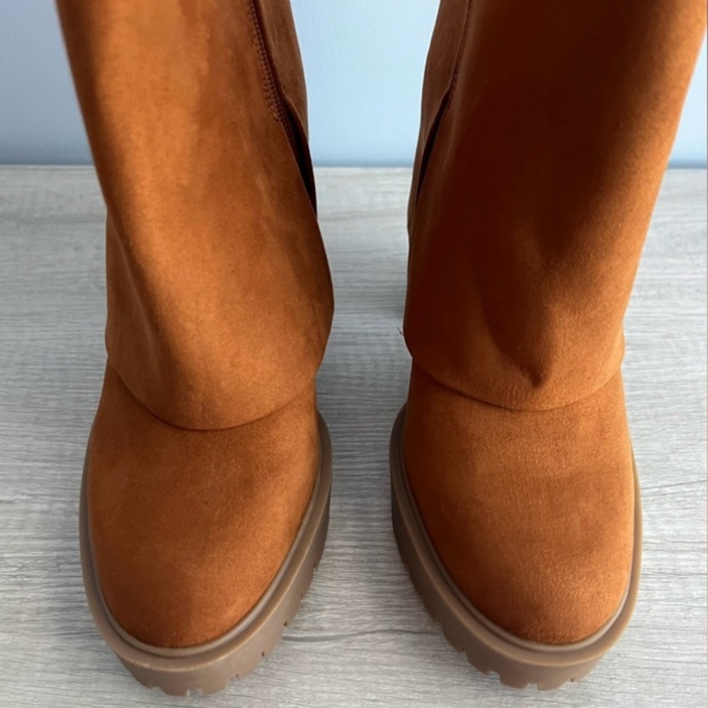 I.N.C. Suede Acelina Fold-Over Cuffed platform Dress heel Booties Size 8 NWT - Picture 11 of 17